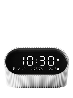 Lexon Ray LCD Digital Alarm Clock, Silver/Raw Aluminium