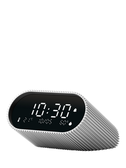 Lexon Ray LCD Digital Alarm Clock - view 2, Silver/Raw Aluminium