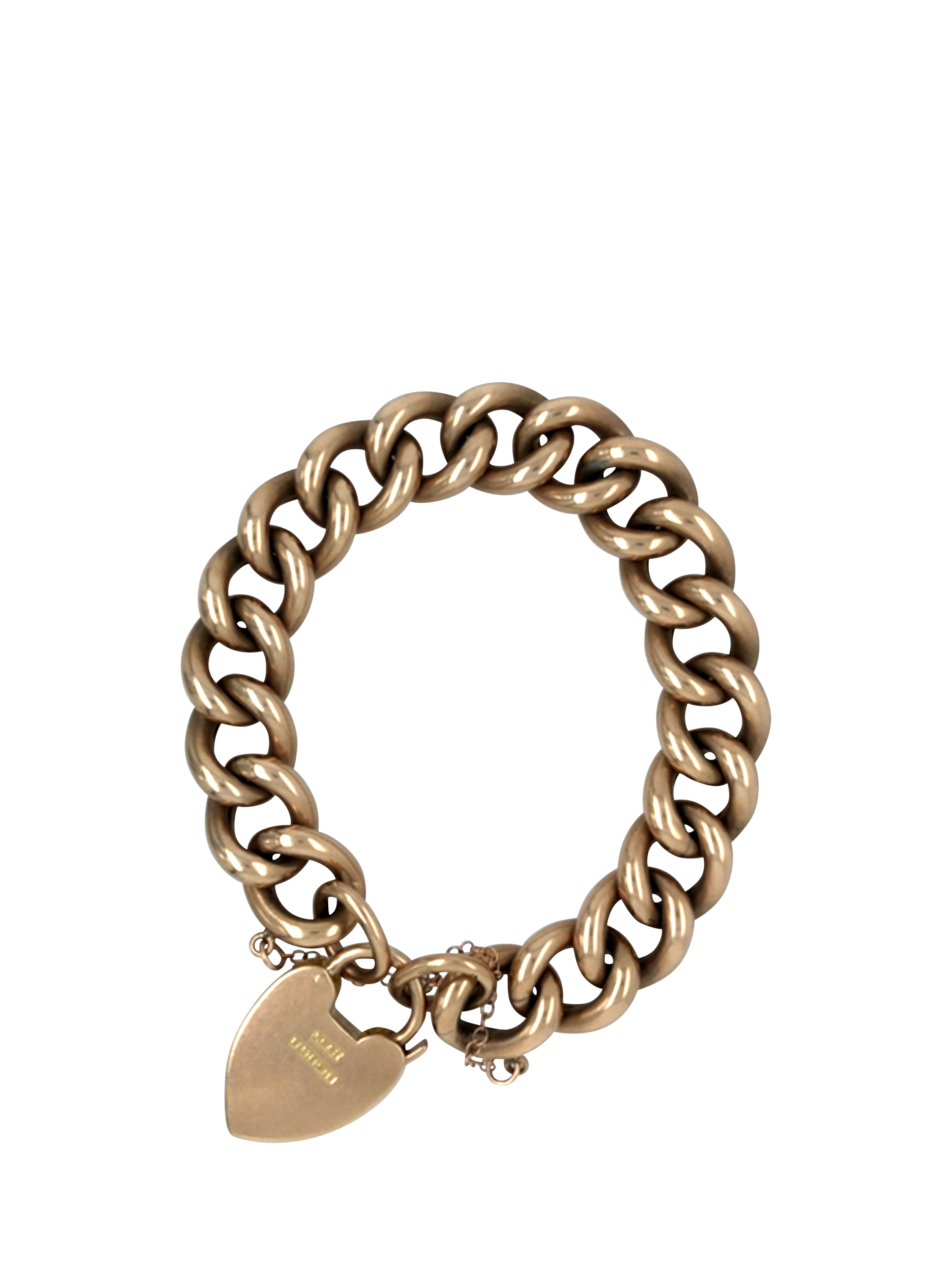 Product image 3 of 5, which shows Vintage Fine Jewellery Pre-Loved 9ct Rose Gold Chunky Curb Padlock Bracelet, Dated 1905