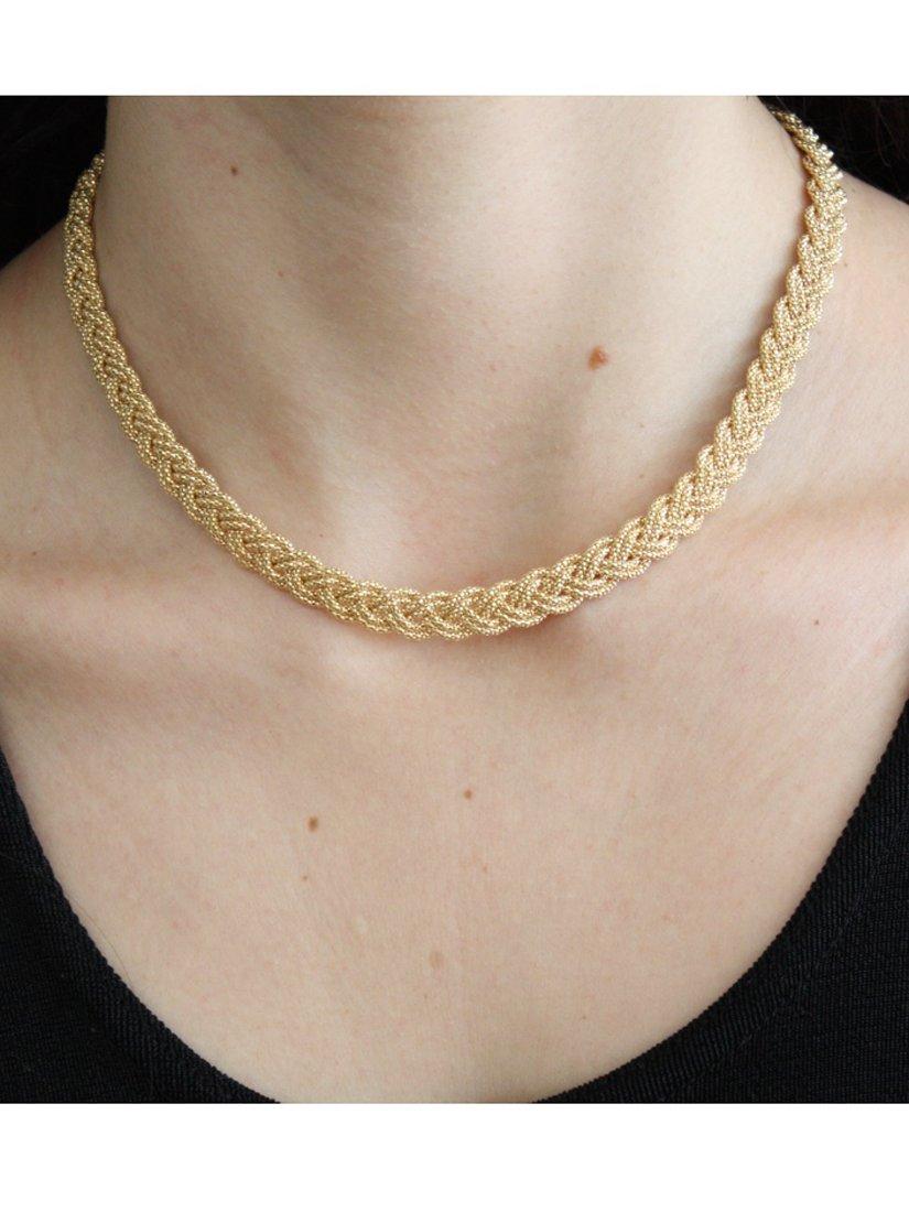Product image 5 of 5, which shows Vintage Fine Jewellery Pre-Loved 9ct Yellow Gold Plaited Collar Necklace, Dated 1998
