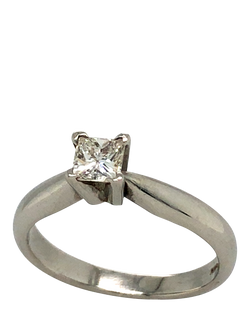Vintage Fine Jewellery Pre-Loved Platinum Princess Cut Diamond Ring, J 1/2, Platinum
