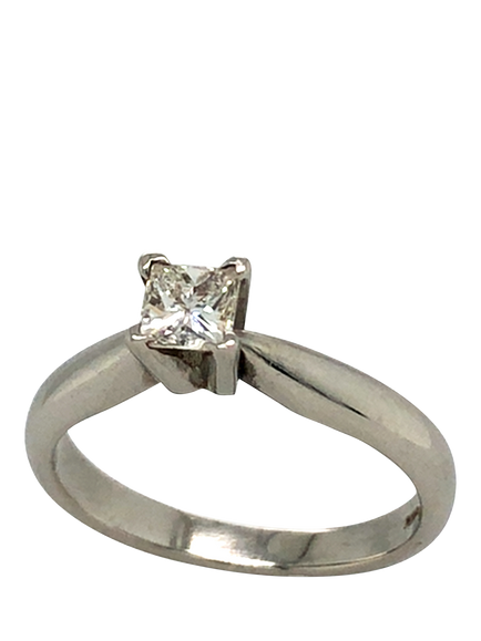 Vintage Fine Jewellery Pre-Loved Platinum Princess Cut Diamond Ring, J 1/2, Platinum