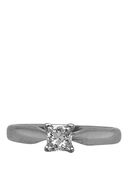 Vintage Fine Jewellery Pre-Loved Platinum Princess Cut Diamond Ring, J 1/2 - view 2, Platinum