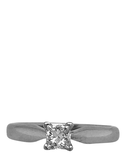 Vintage Fine Jewellery Pre-Loved Platinum Princess Cut Diamond Ring, J 1/2 - view 2, Platinum