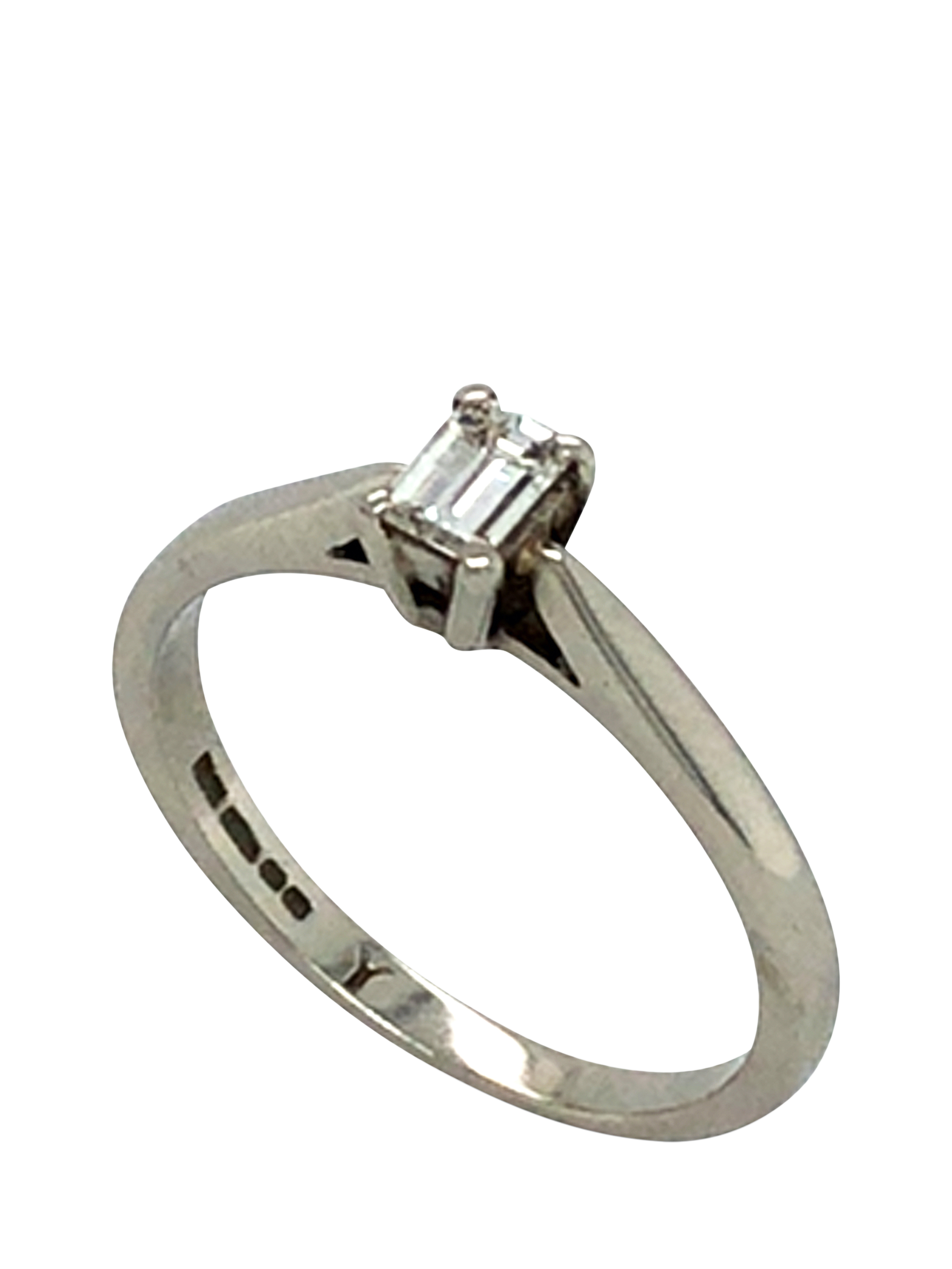 Product image 2 of 4, which shows Vintage Fine Jewellery Pre-Loved Platinum Emerald Cut Diamond Ring