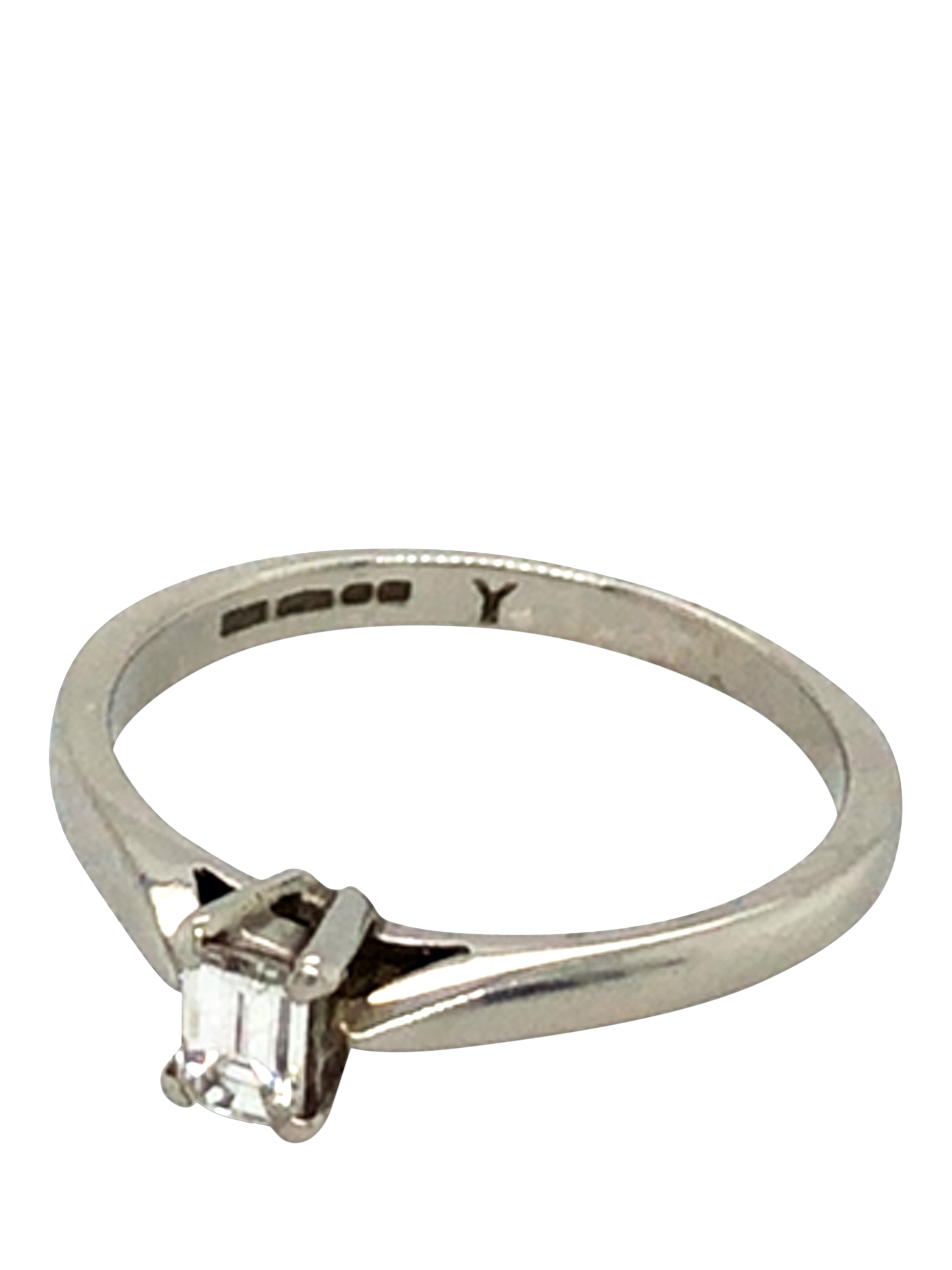 Product image 3 of 4, which shows Vintage Fine Jewellery Pre-Loved Platinum Emerald Cut Diamond Ring