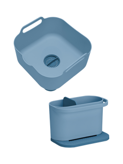 ReBorn Washing Up Bowl and Sink Tidy Set, Deep Blue, 
