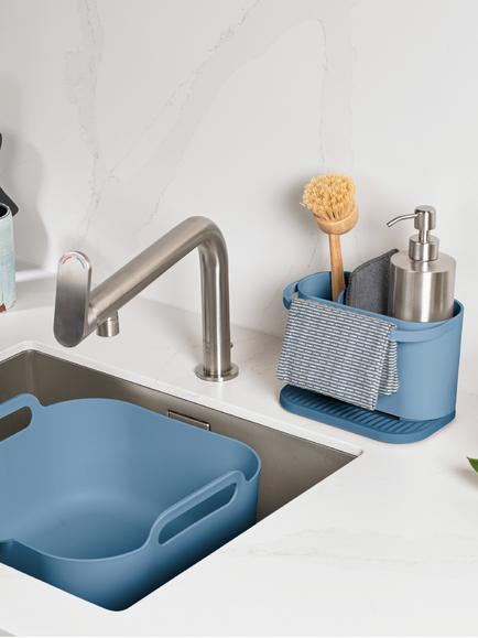 ReBorn Recycled Plastic Washing Up Bowl and Sink Tidy Set, Deep Blue - view 2, 