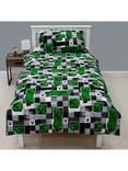 Minecraft Block Check Reversible Duvet Cover and Pillowcase Set, Single, Multi