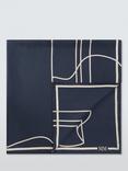 MM Faust Geometric Pure Silk Scarf, Navy/White