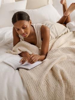 Bedfolk Dream Cotton Speckled Throw, Natural, Cream