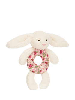 Jellycat Blossom Berry Bunny Ring Rattle, Cream