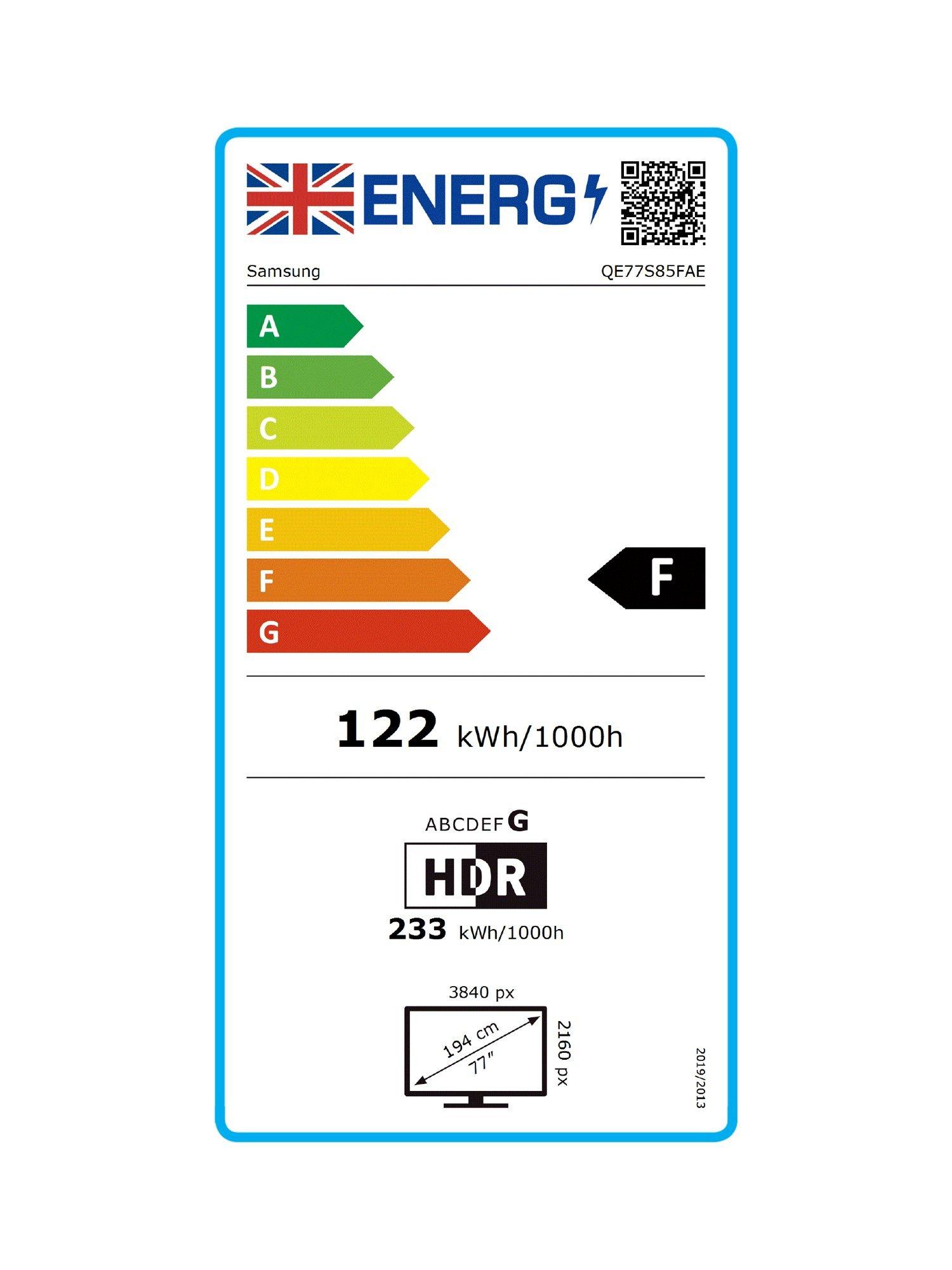 This item is rated F for energy efficiency on a scale from A (most efficient) to G (least efficient).
