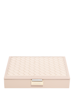 Stackers Classic Woven Lid Jewellery Box, Blush Pink, Blush Pink