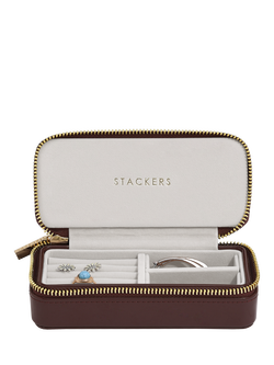 Stackers Medium Patent Travel Jewellery Box, Cherry