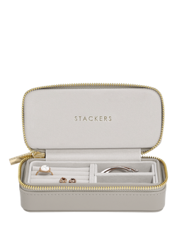 Stackers Medium Patent Travel Jewellery Box, Putty