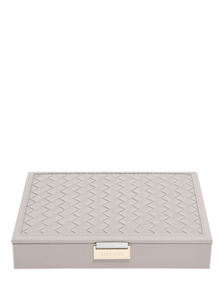 Stackers Classic Woven Lid Jewellery Box, Blush Pink, Taupe