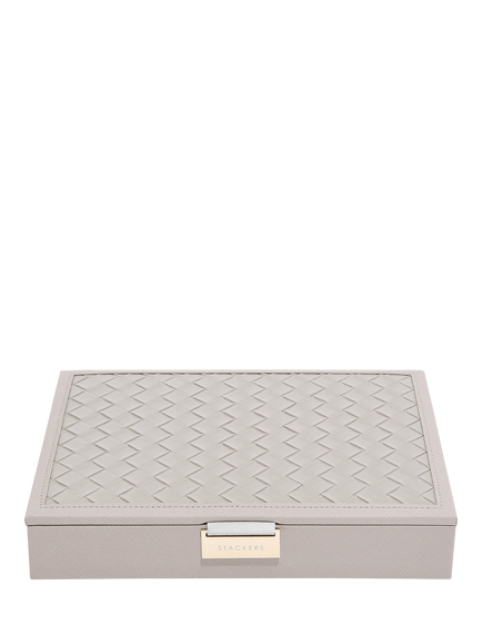 Stackers Classic Woven Lid Jewellery Box, Blush Pink, Taupe