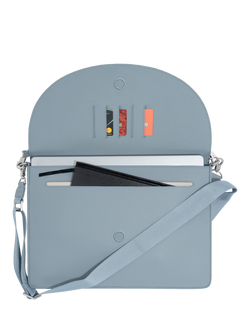 Stackers Slim Faux Leather Laptop Sleeve Bag, Dusky Blue