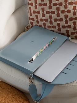 Stackers Slim Faux Leather Laptop Sleeve Bag - view 2, Dusky Blue