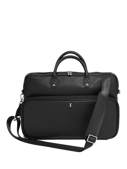 Stackers Faux Leather Laptop Bag, Black, Black