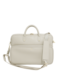 Stackers Faux Leather Laptop Bag, Black, Oatmeal