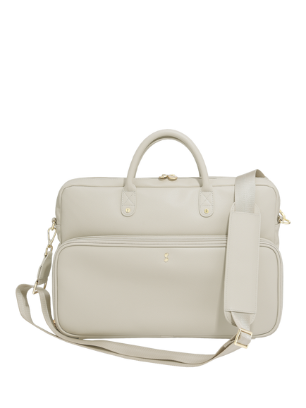 Stackers Faux Leather Laptop Bag, Black, Oatmeal