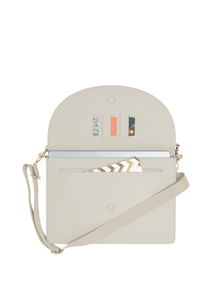 Stackers Slim Faux Leather Laptop Sleeve Bag, Oatmeal