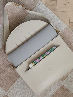 Stackers Slim Faux Leather Laptop Sleeve Bag - view 2, Oatmeal