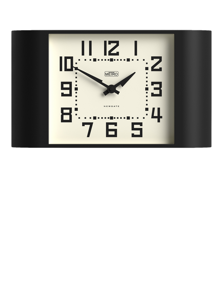 Newgate Clocks Metro Square Dial Analogue Wall Clock, Black, Black