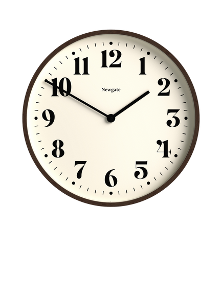 Newgate Clocks No2 Arabic Numeral Wall Clock, Dark Faux Wood