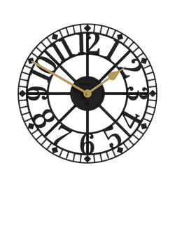 Newgate Clocks Warehouse Arabic Numeral Skeleton Wall Clock, 40cm, Black, Black