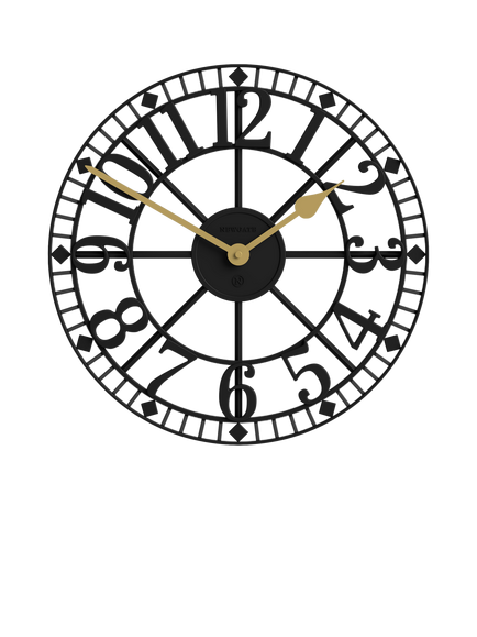 Newgate Clocks Warehouse Arabic Numeral Skeleton Wall Clock, 40cm, Black, Black