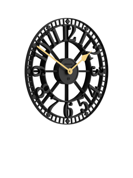 Newgate Clocks Warehouse Arabic Numeral Skeleton Wall Clock, 40cm, Black - view 2, Black