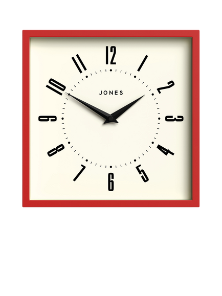 Jones Clocks Box Analogue Wall Clock, Engine Red, Engine Red