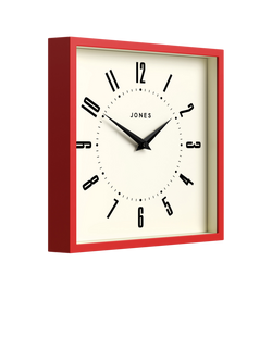 Jones Clocks Box Analogue Wall Clock, Engine Red - view 2, Engine Red