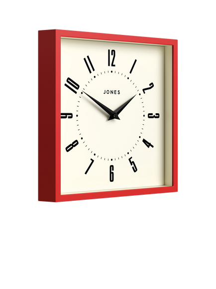 Jones Clocks Box Analogue Wall Clock, Engine Red - view 2, Engine Red