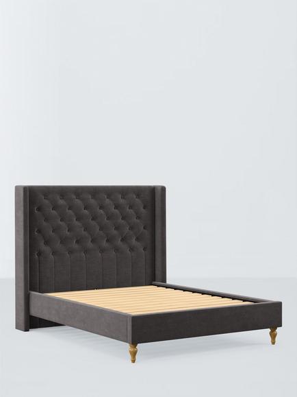 John Lewis Astley Upholstered Bed Frame, Double, Relaxed Chenille Storm Grey