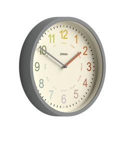 Jones Clocks Kids' Analogue Wall Clock, 25cm - view 2, Pepper Grey