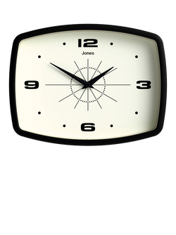 Jones Clocks Movie Retro Analogue Wall Clock, 25cm, Black