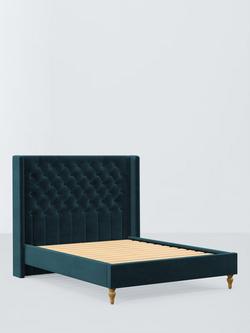 John Lewis Astley Upholstered Bed Frame, King Size, Matte Velvet Kingfisher