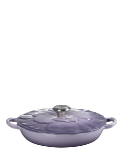 Le Creuset Cast Iron Petal Signature Shallow Casserole, 26cm - view 2, Bluebell