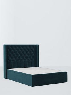 John Lewis Astley Upholstered Ottoman Storage Bed Frame, King Size, Matte Velvet Kingfisher
