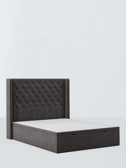 John Lewis Astley Upholstered Ottoman Storage Bed Frame, King Size, Relaxed Chenille Storm Grey