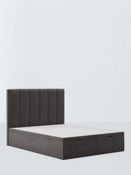 Millbrook Beds Avon Ottoman Storage Bed Frame, Double, Relaxed Chenille Storm Grey
