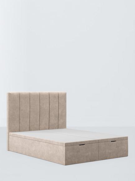John Lewis Avon Ottoman Storage Bed Frame, King Size, Relaxed Chenille Pearl