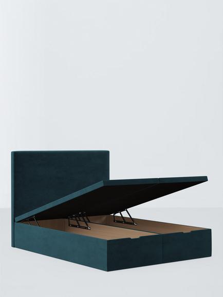 Millbrook Beds Dee Ottoman Storage Upholstered Bed Frame, King Size, Matte Velvet Kingfisher