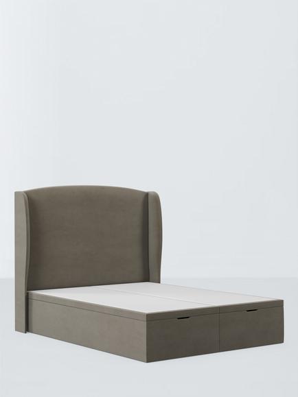John Lewis Tyne Ottoman Storage Upholstered Bed Frame, King Size, Matte Velvet Mink