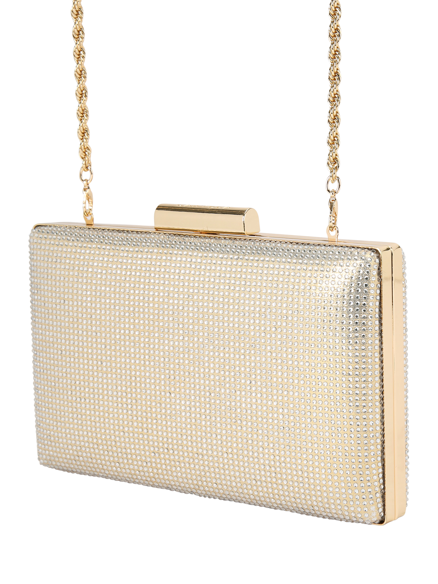 Product image 4 of 6, which shows Carvela Aintree Embellished Clutch Bag, Gold