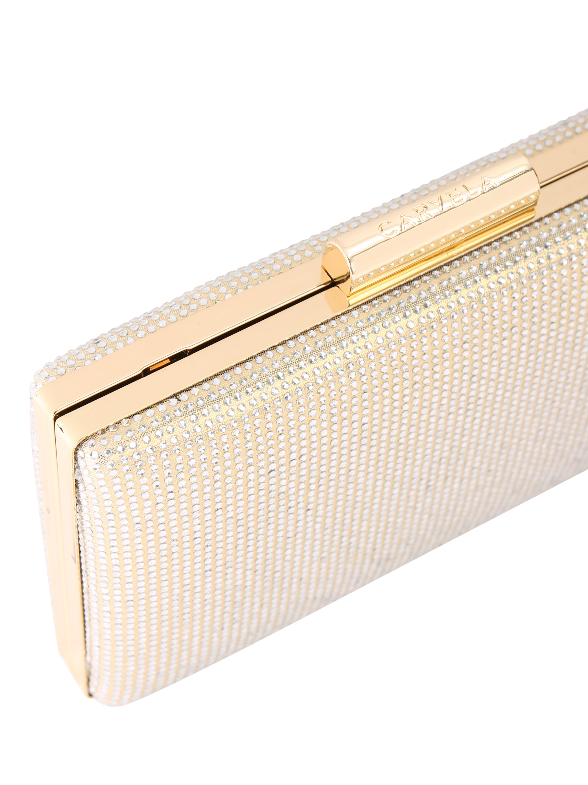 Product image 6 of 6, which shows Carvela Aintree Embellished Clutch Bag, Gold